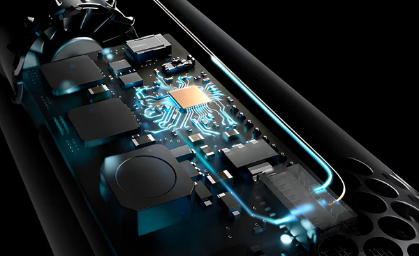 Intelligent heat control — microprocessor measures airflow 40 times per second